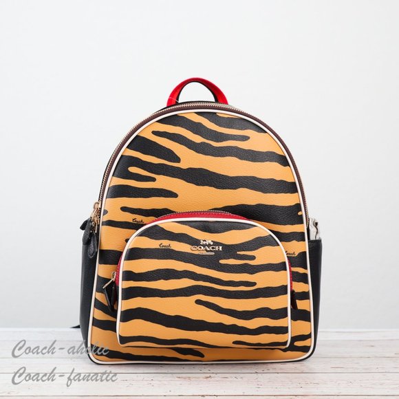 NWT Coach C6987 Court Backpack With Tiger Print in Honey/Black Multi - Picture 3 of 12